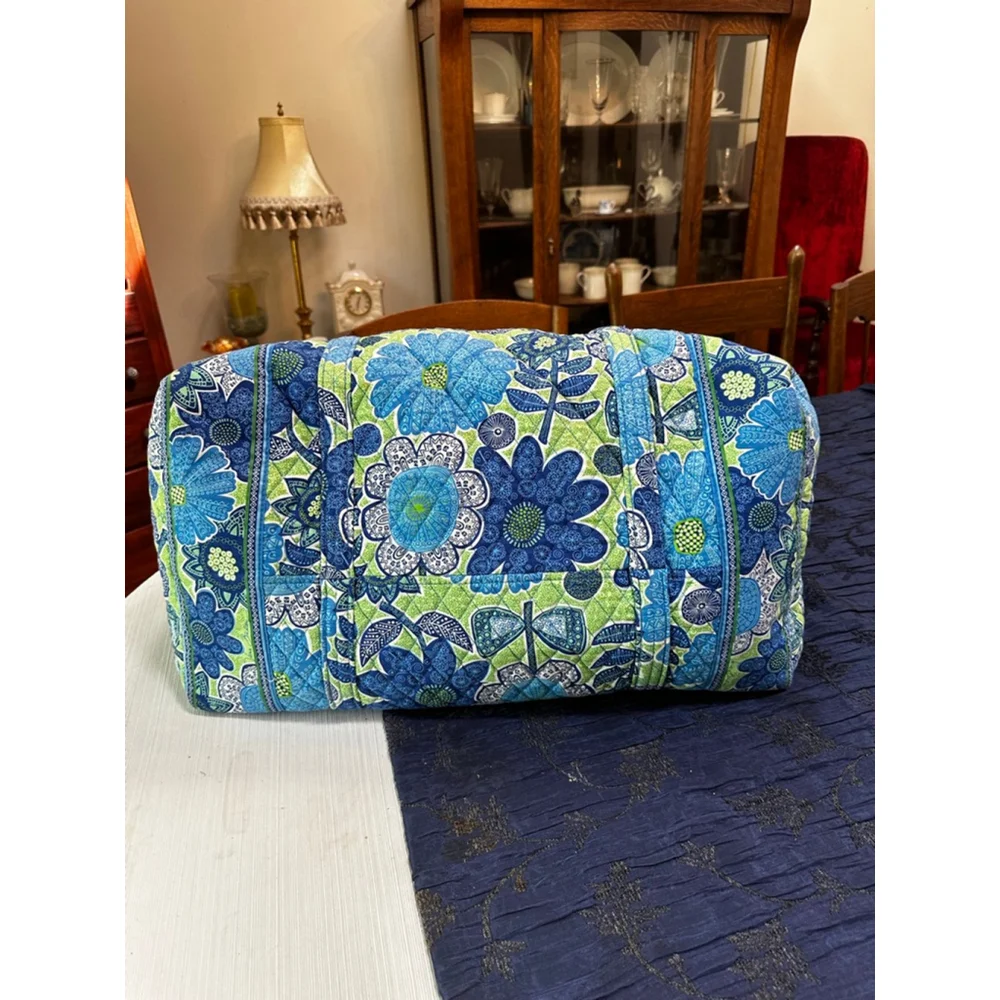 Vera Bradley Blue Green Floral Quilted Travel Bag One Size - Picture 7 of 10
